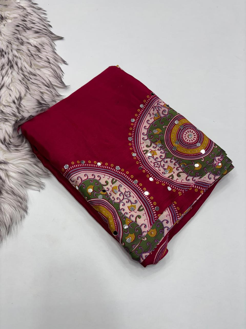 Pure Arjakh Sartin viscous silk saree