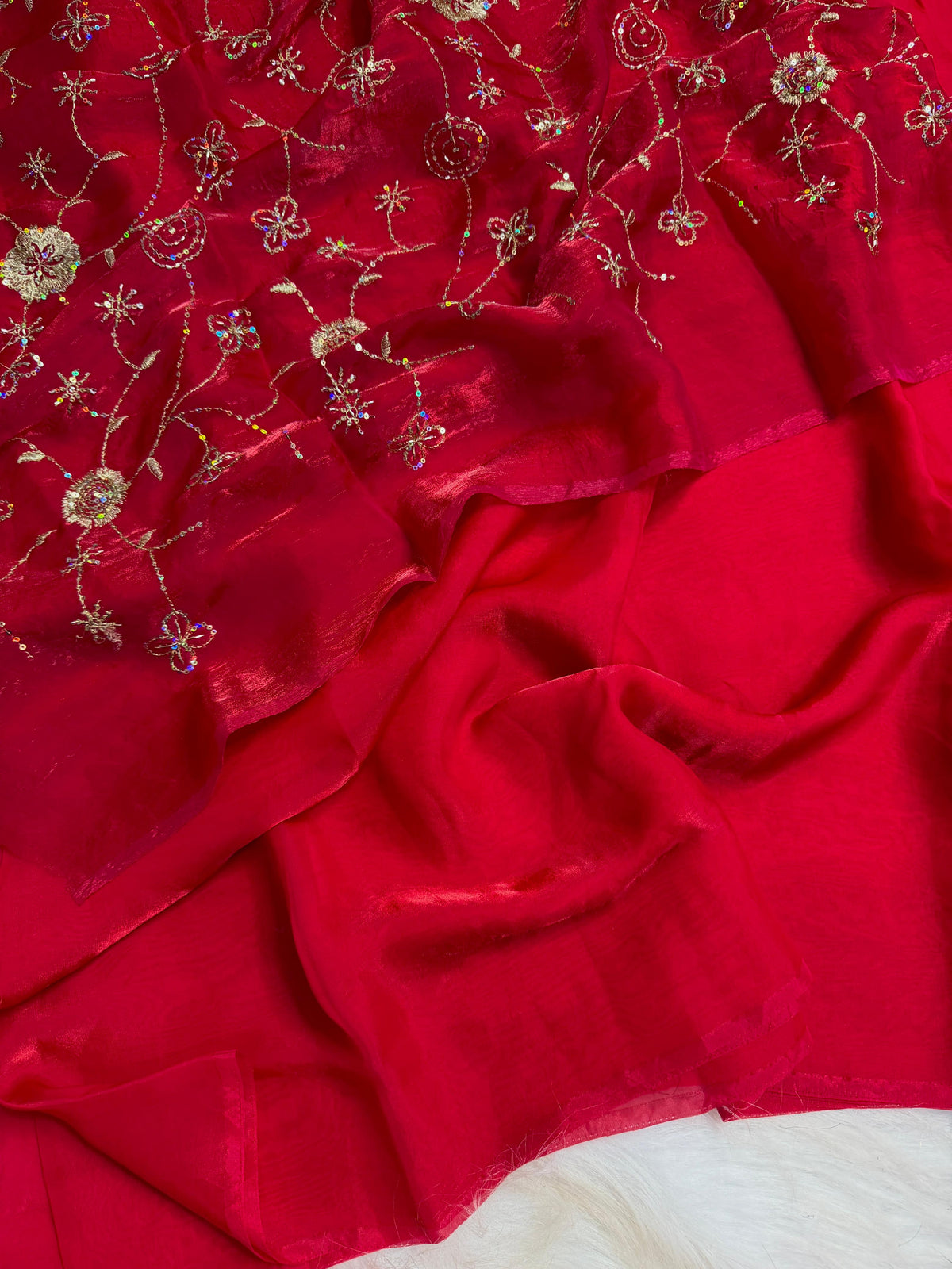 Two tone heavy space silk designer saree