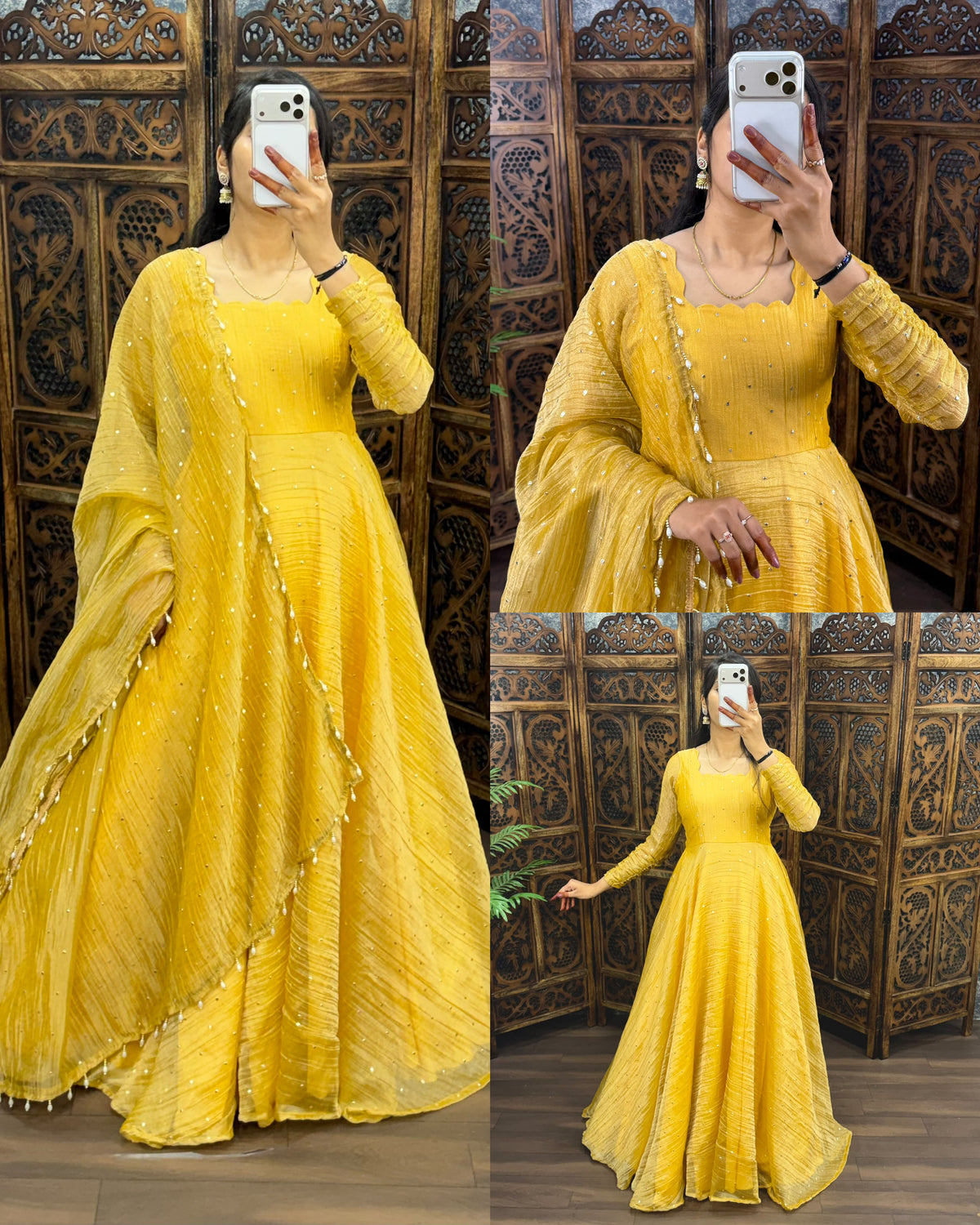 Salsa silk Gown with duppatta ✨