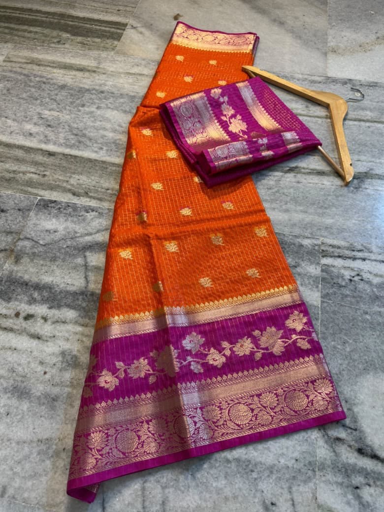 Banarasi Beautiful Check Warm Silk Soft Saree