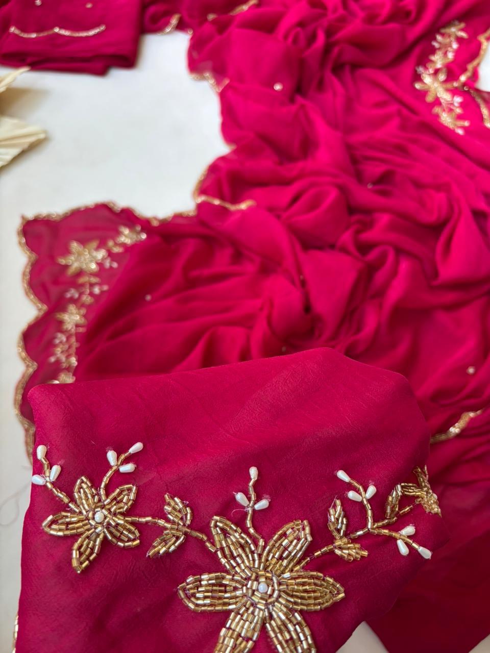 Premium rangoli crush silk designer saree ✨