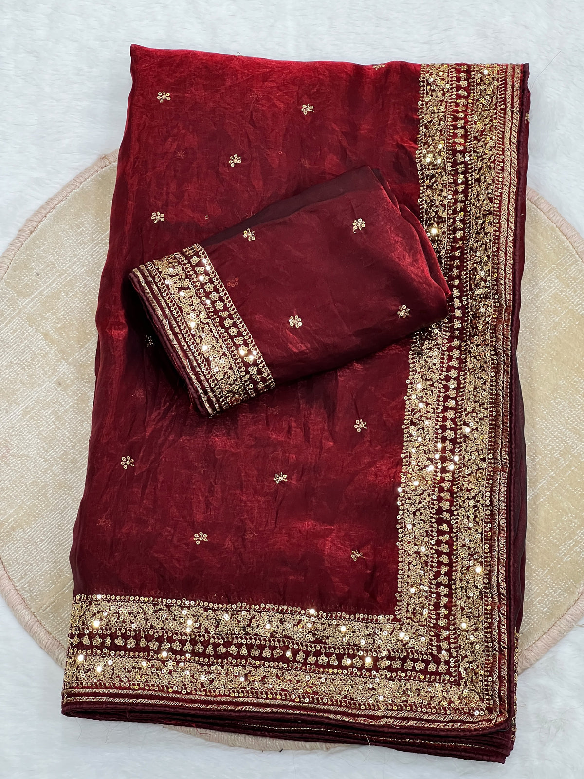 Space silk sequence work C-pallu designer saree ✨