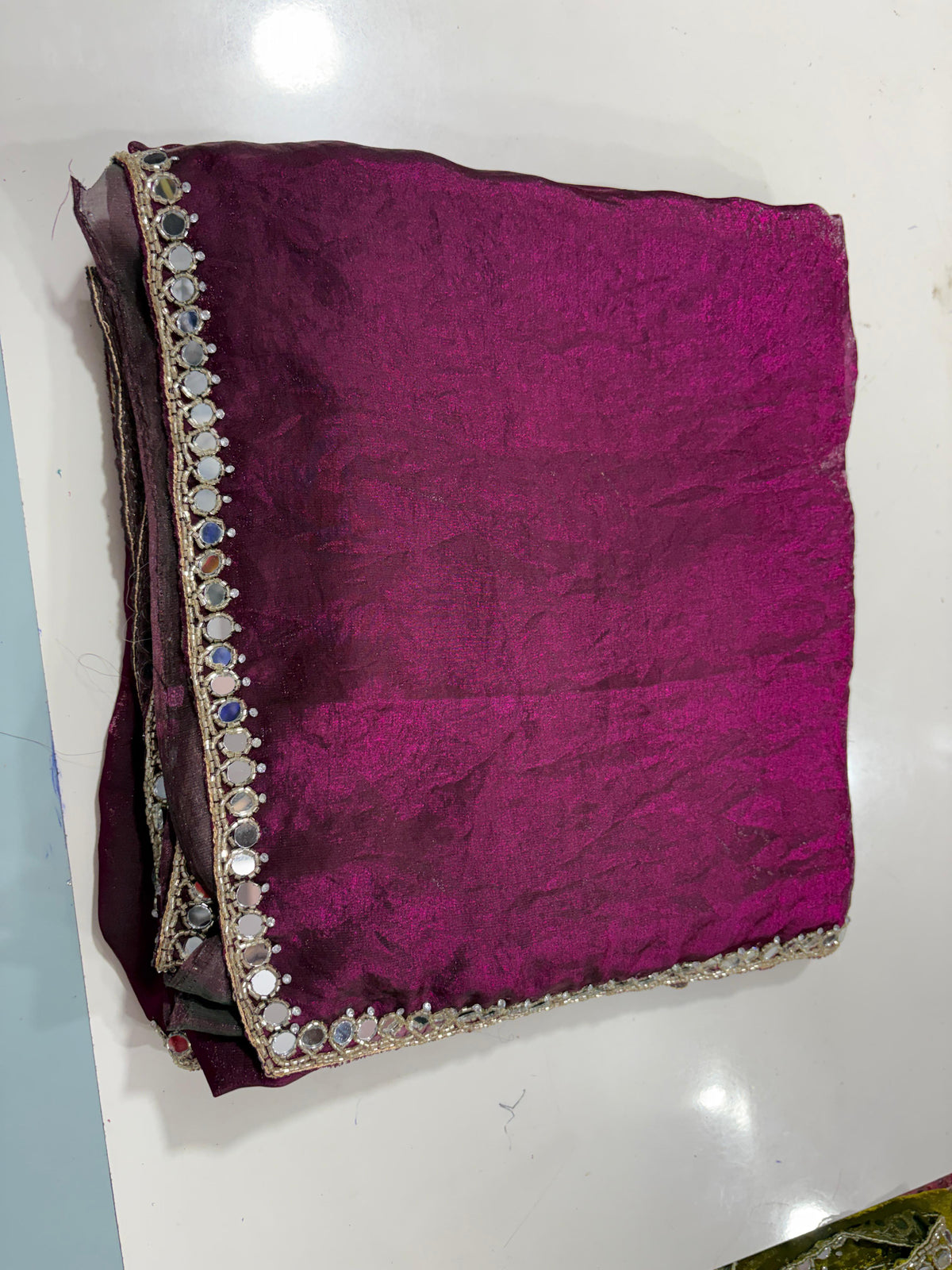 Neela mirror work saree