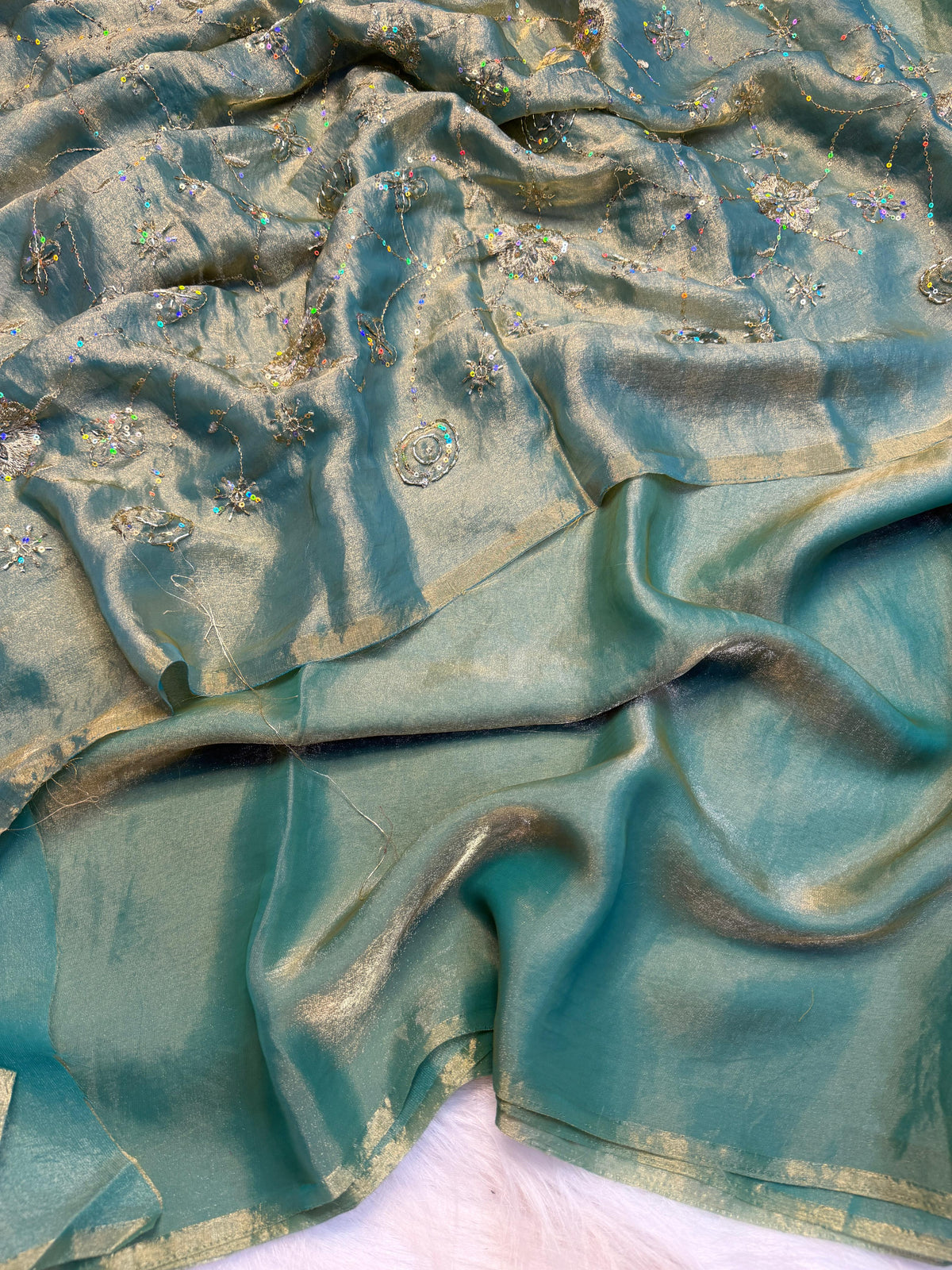 Two tone heavy space silk designer saree