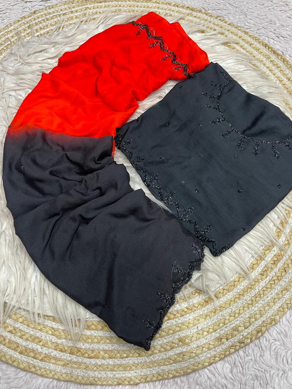Dual shade Viscose chinnon saree
