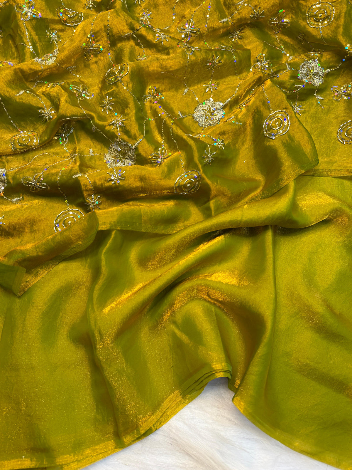 Two tone heavy space silk designer saree