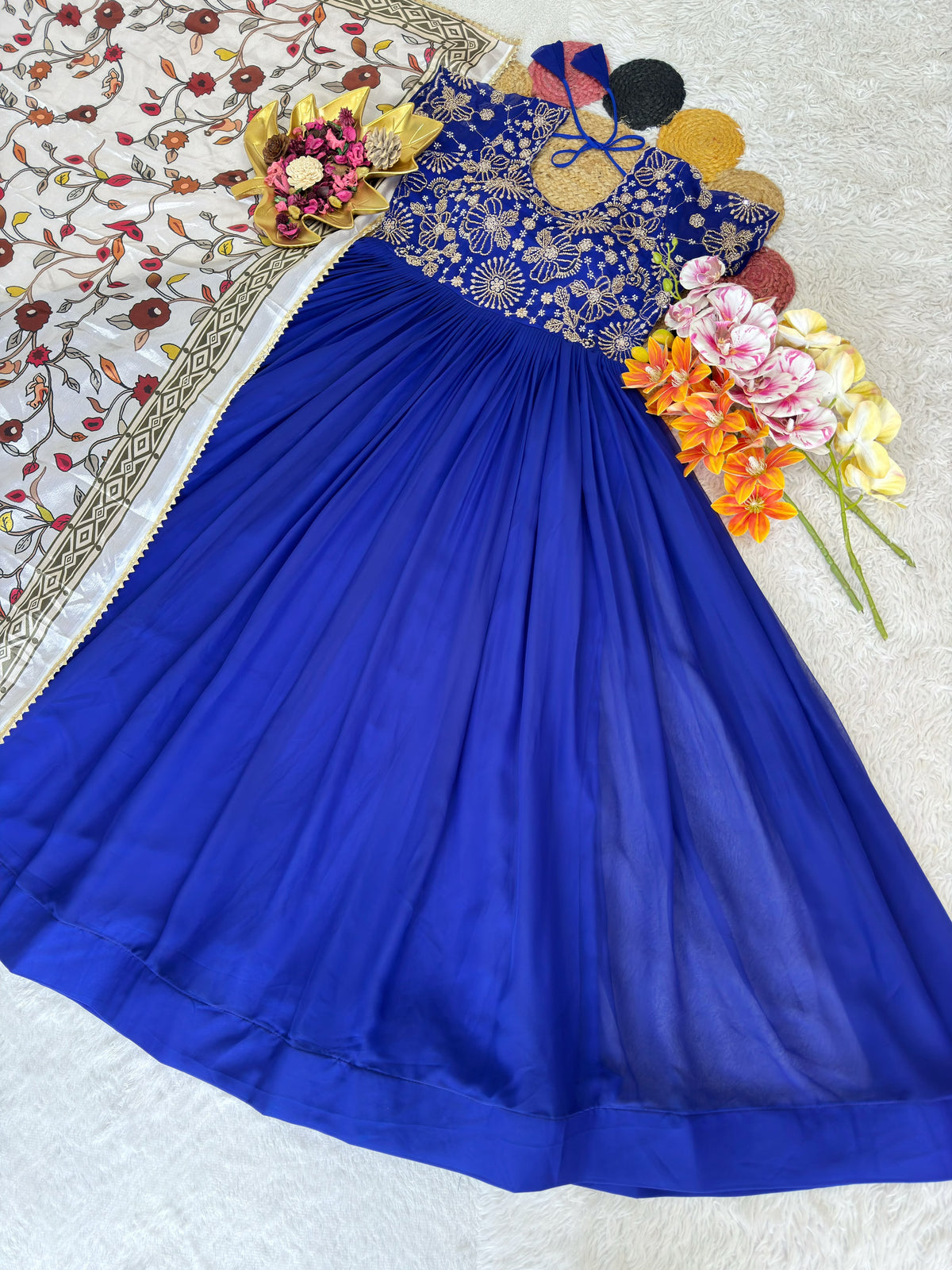 Heavy Maggam Work Gown with dupatta