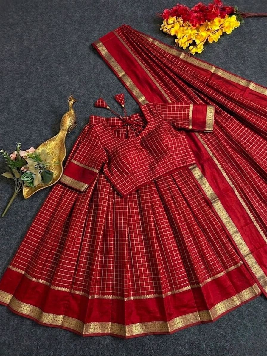Pure viscose georgette checks lehenga