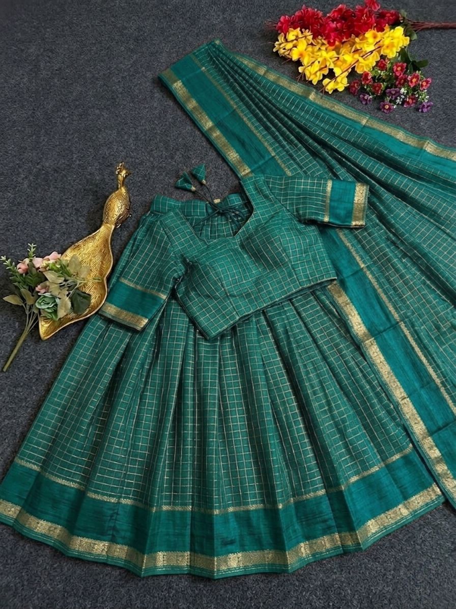 Pure viscose georgette checks lehenga