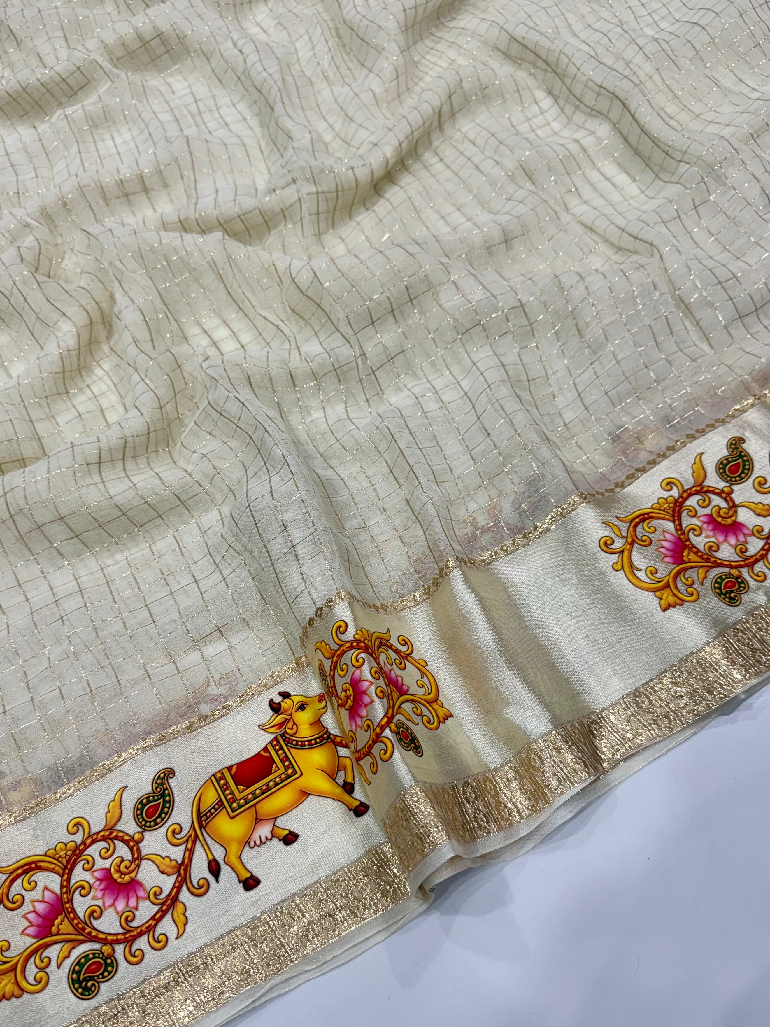 Viscose georgette pichwai digital print saree ✨