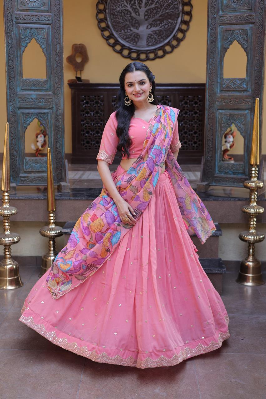 Cosmos silk sequence work lehenga