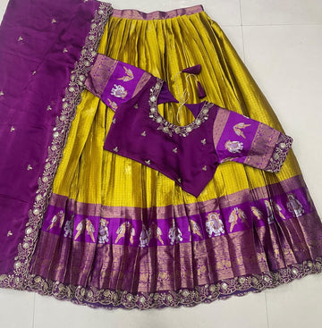 Kanjivaram silk fully stitched lehengas ✨