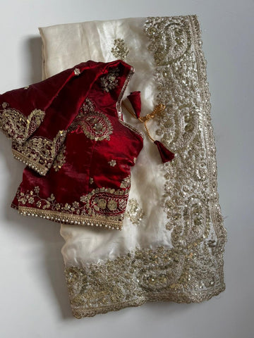 Designer fendy satin sequence embroidery saree