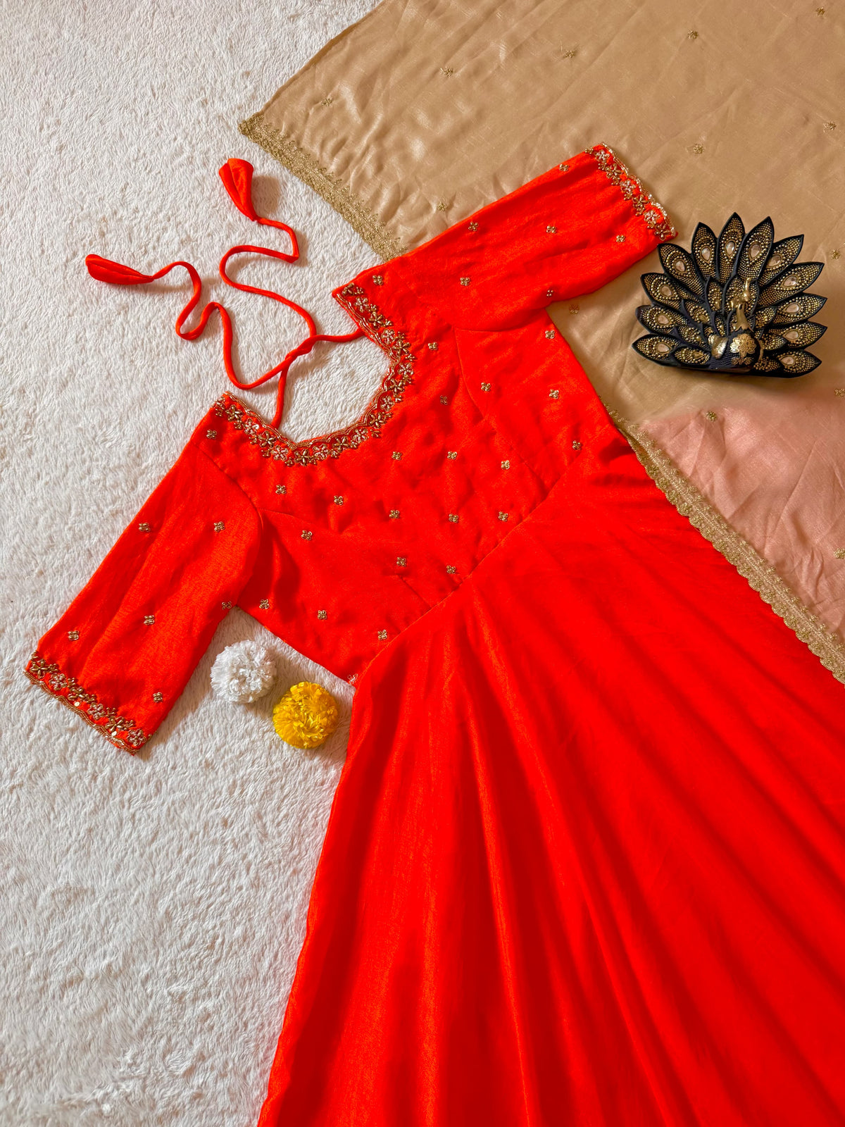 Vichitra silk gown with duppata ✨