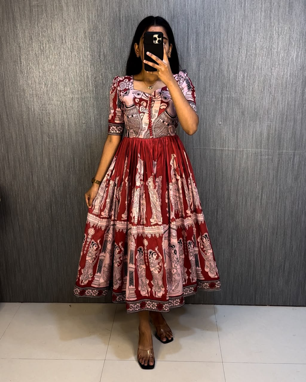 Maslin fabric kalamkari print frock