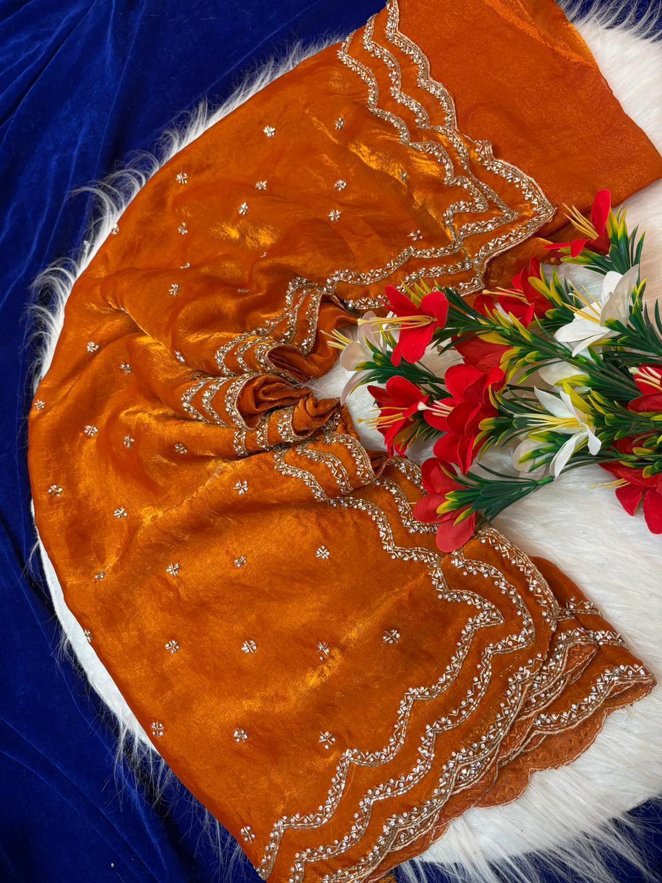 Rose 🌹 3 lines heavy designer saree ✨