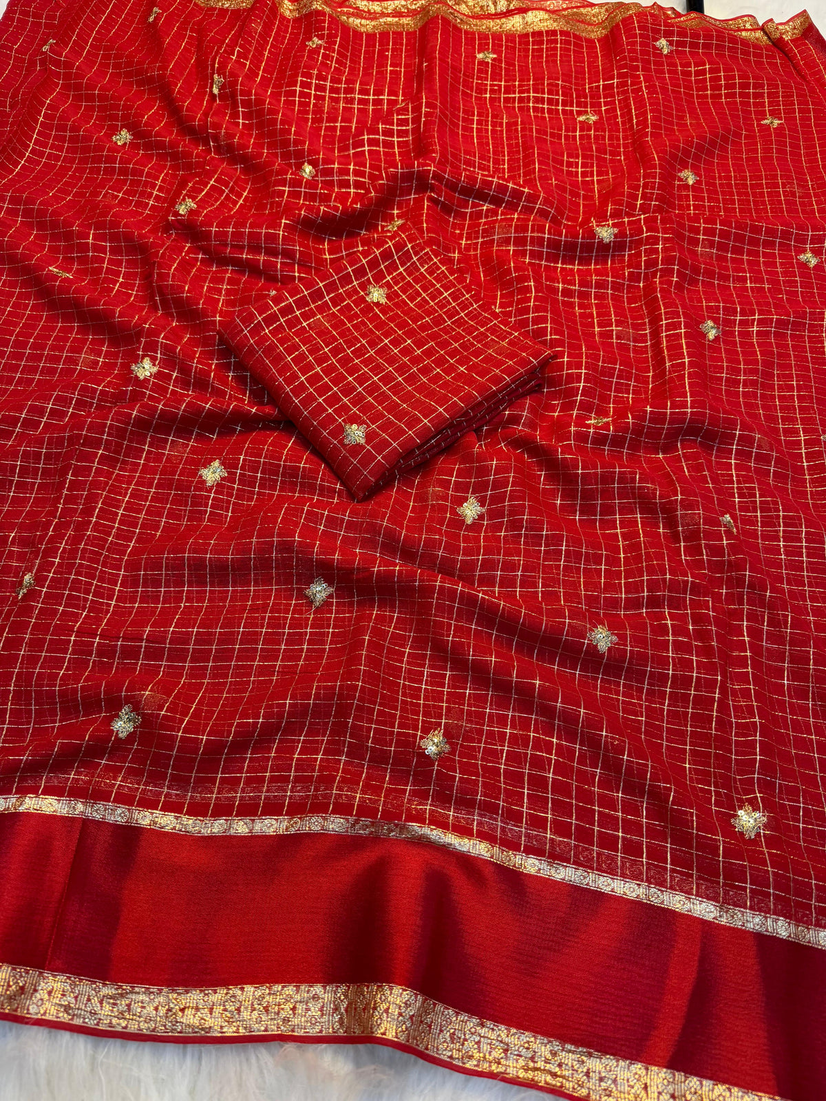 Viscose georgette sequence full worked saree