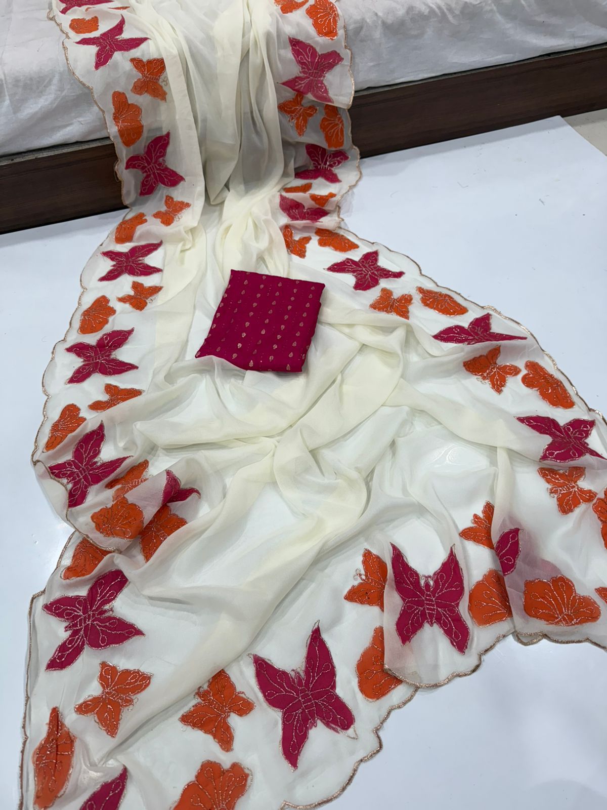 Star Georgette butterfly brush paint saree