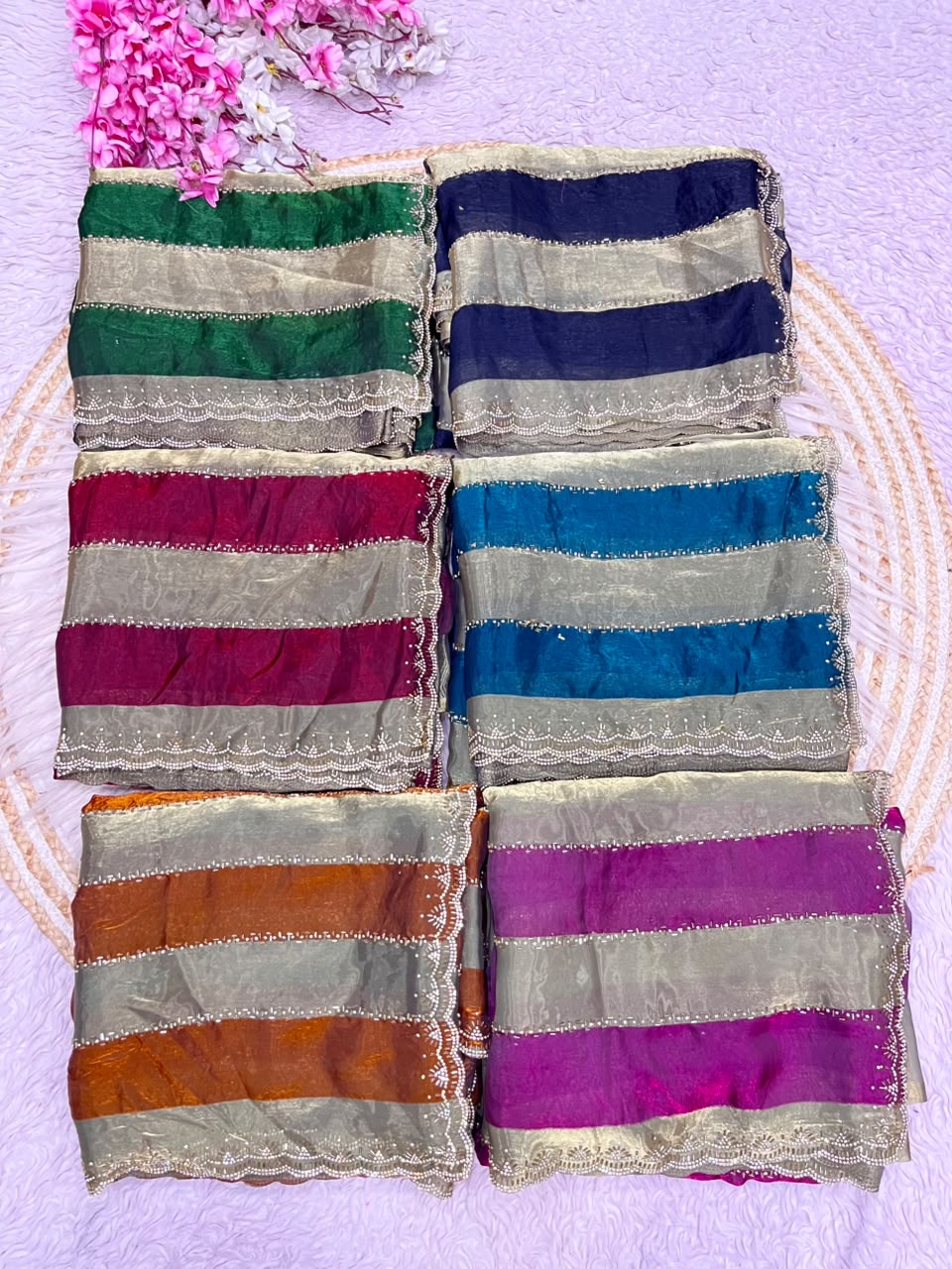 Space silk Jarkhana stone work saree ✨