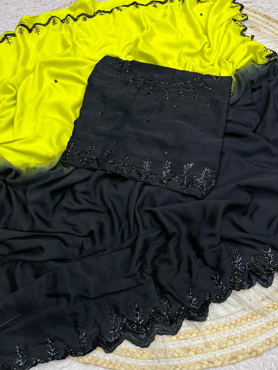 Dual shade Viscose chinnon saree