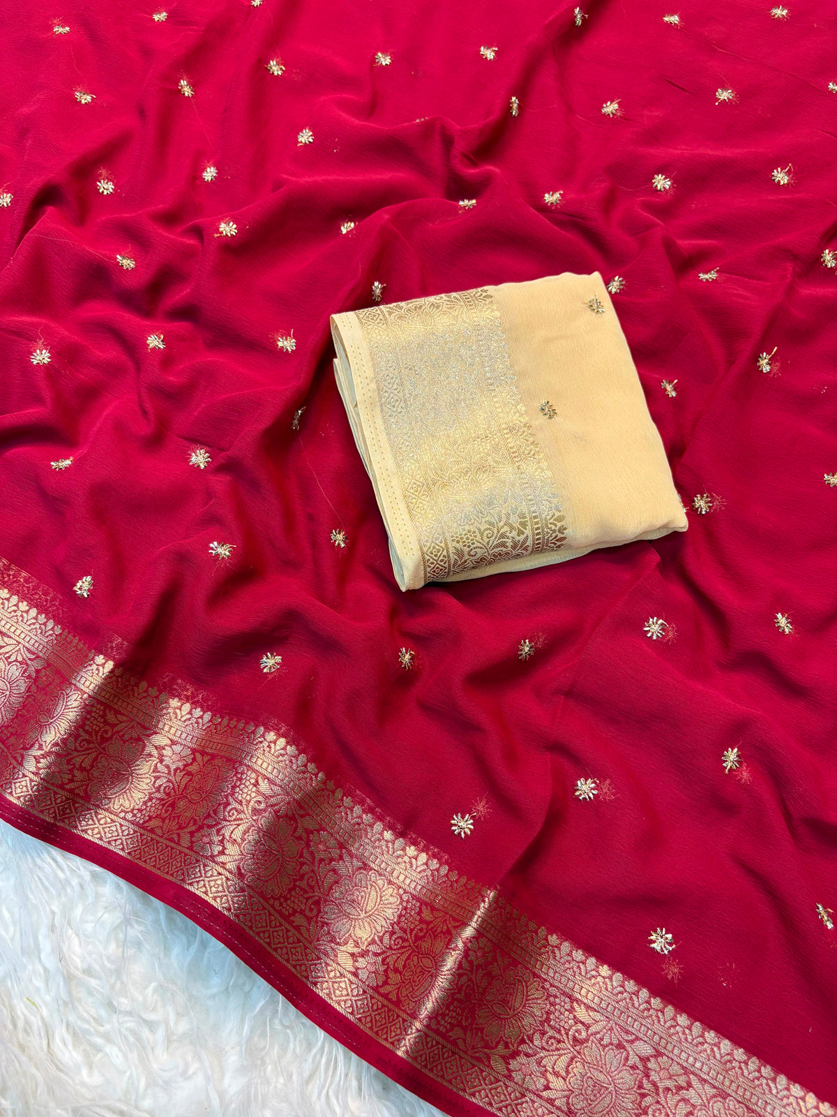 Shiffon beads work saree ✨