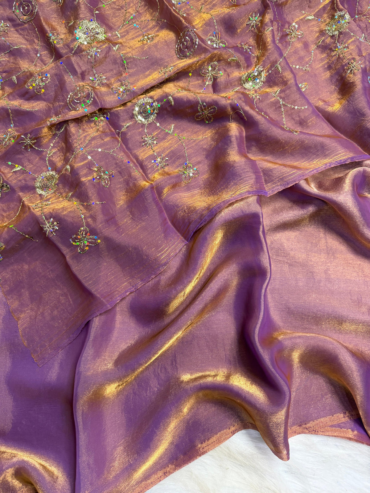 Two tone heavy space silk designer saree