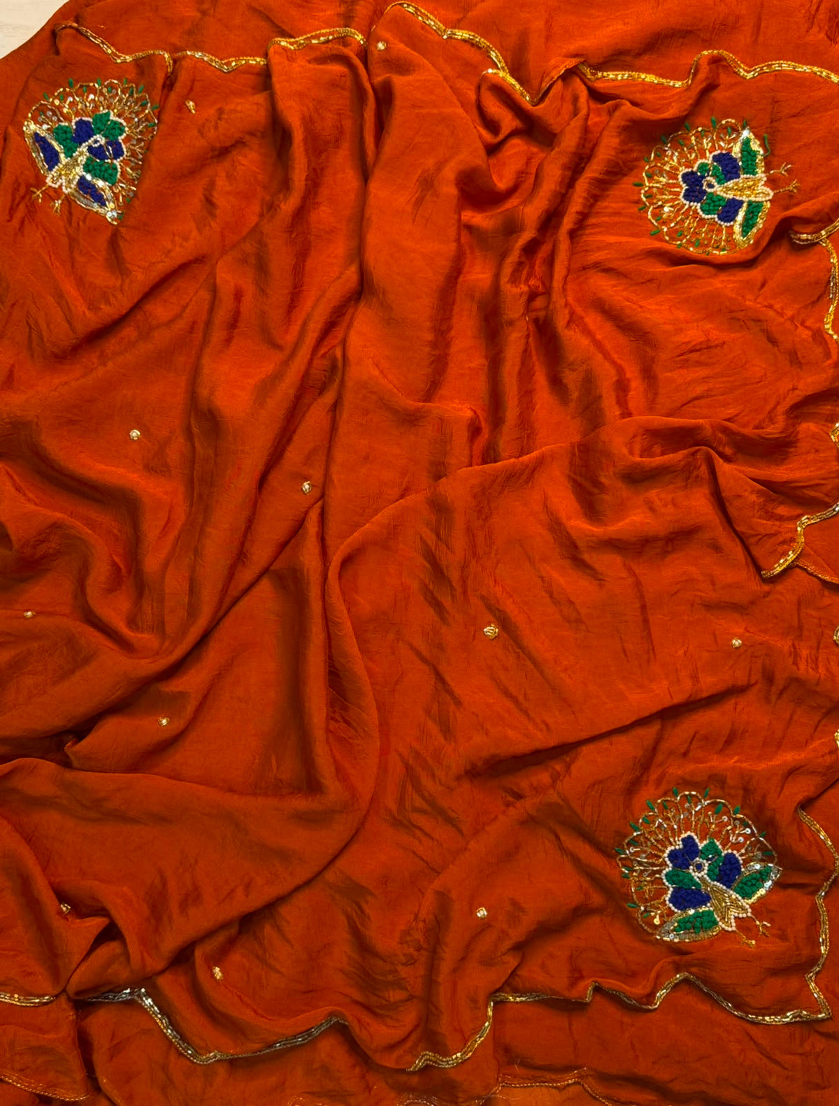 Soft rangoli crushed silk saree