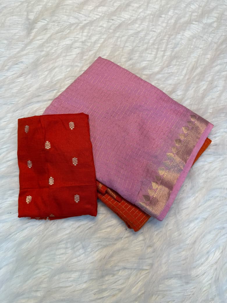 Viscose Temple border check saree✨