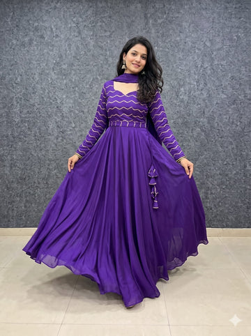 Rangoli silk gown with duppata ✨