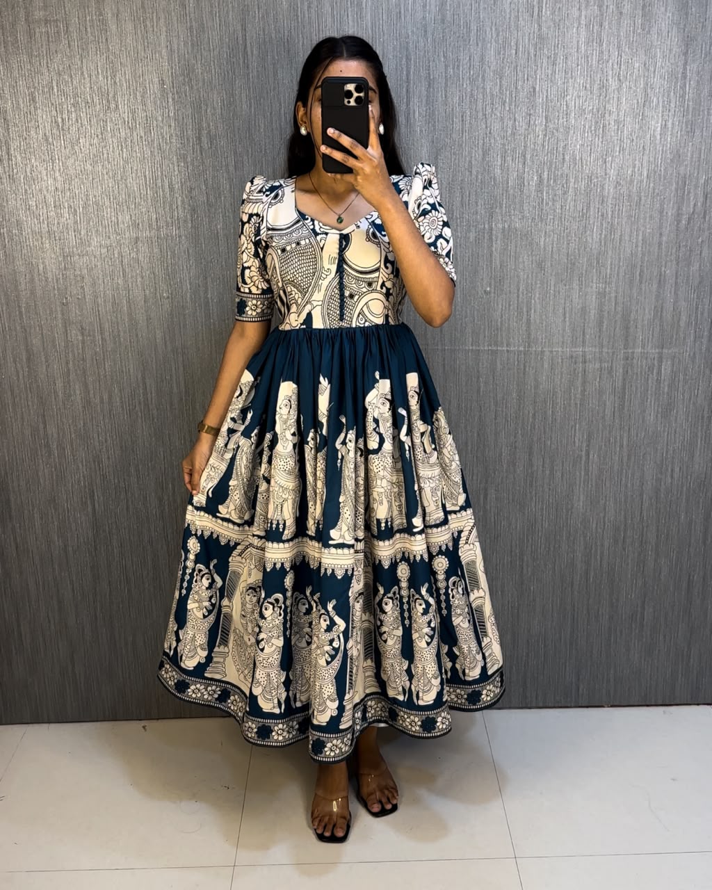 Maslin fabric kalamkari print frock