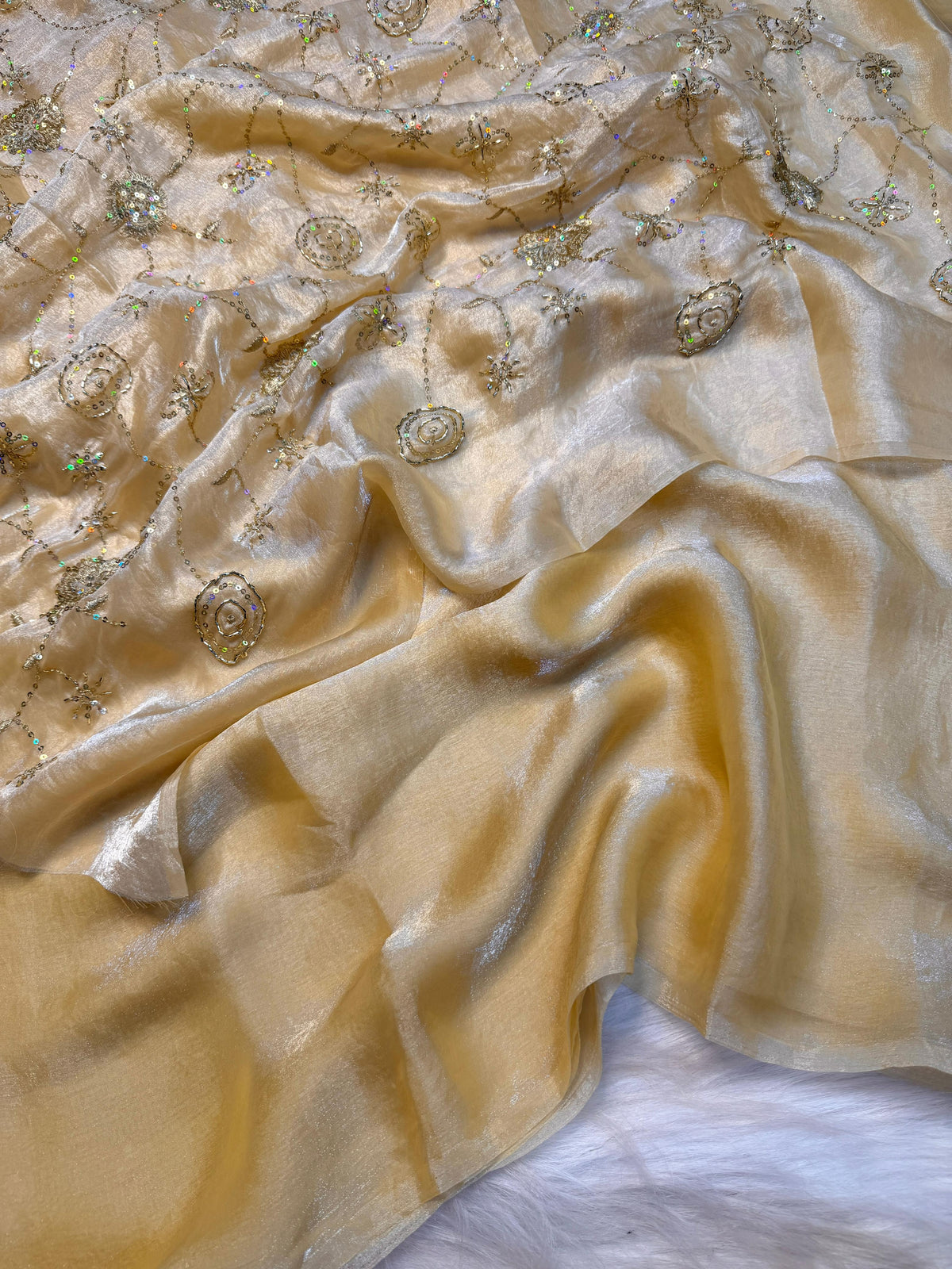 Two tone heavy space silk designer saree