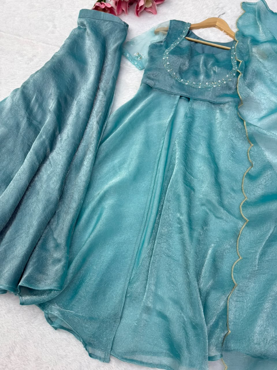 Crush silk anarkali suit ✨
