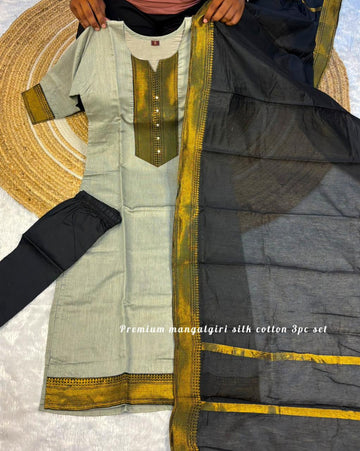 Mangalagiri silk cotton kurti set ✨