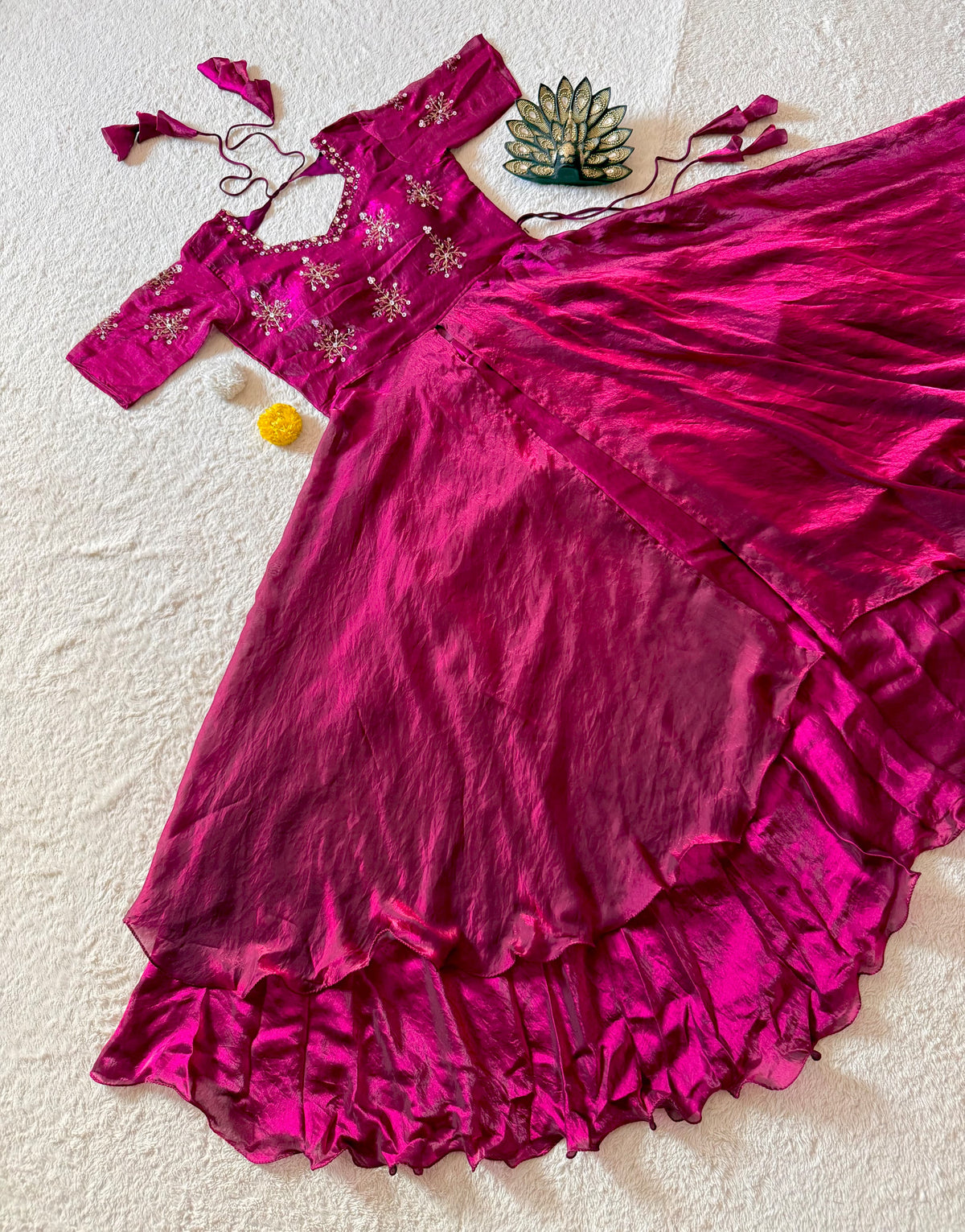 Peplum style Designer maggam worked lehengas