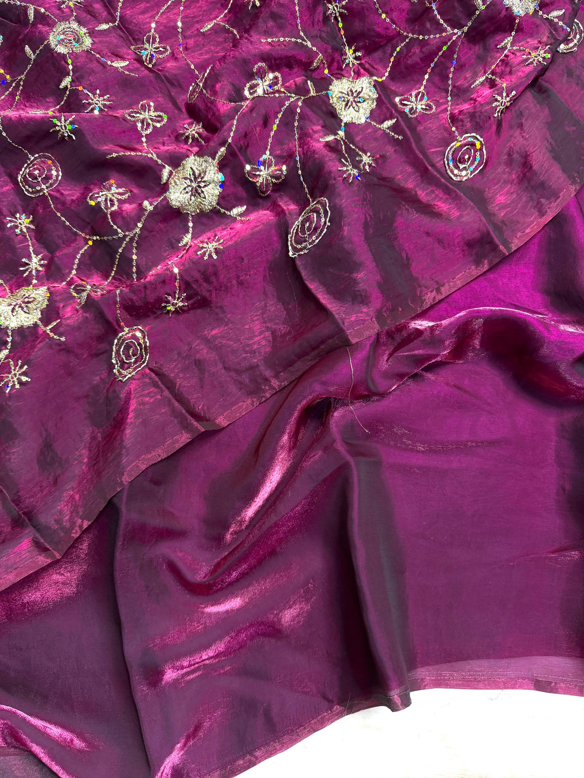 Two tone heavy space silk designer saree