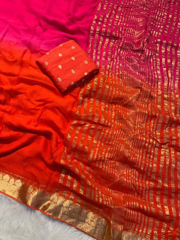 Dual shade viscose saree