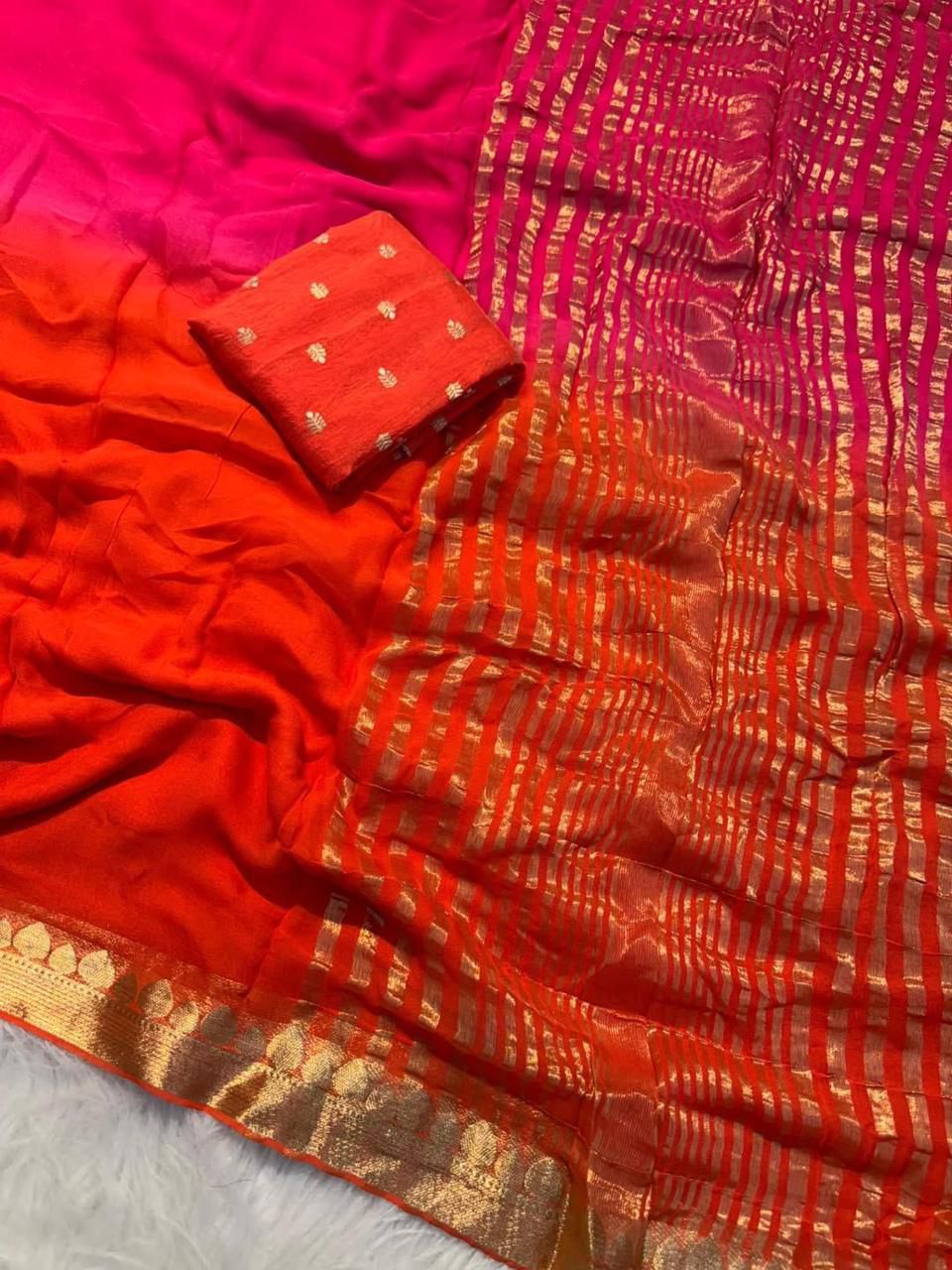 Dual shade viscose saree