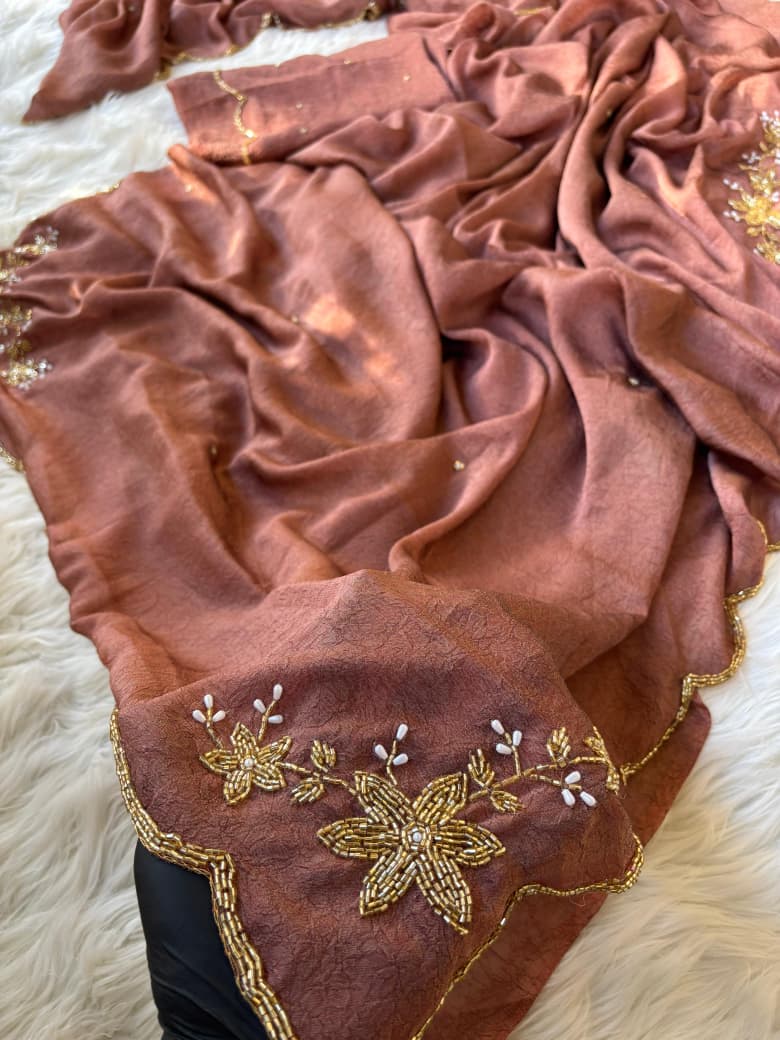 Premium rangoli crush silk designer saree ✨