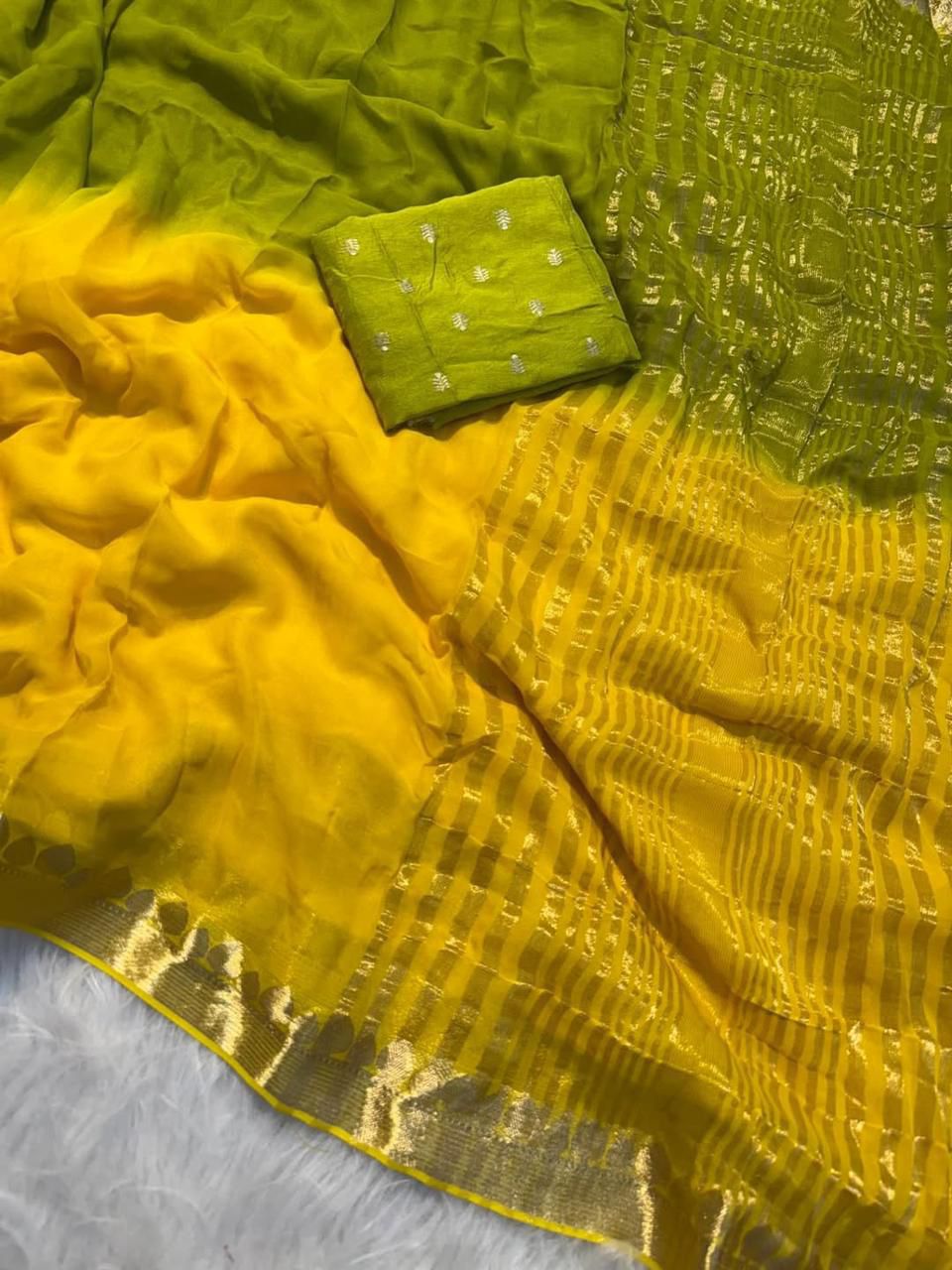 Dual shade viscose saree