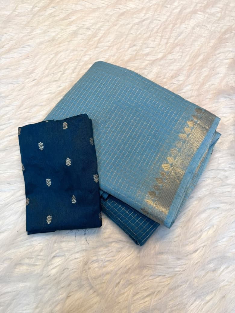 Viscose Temple border check saree✨
