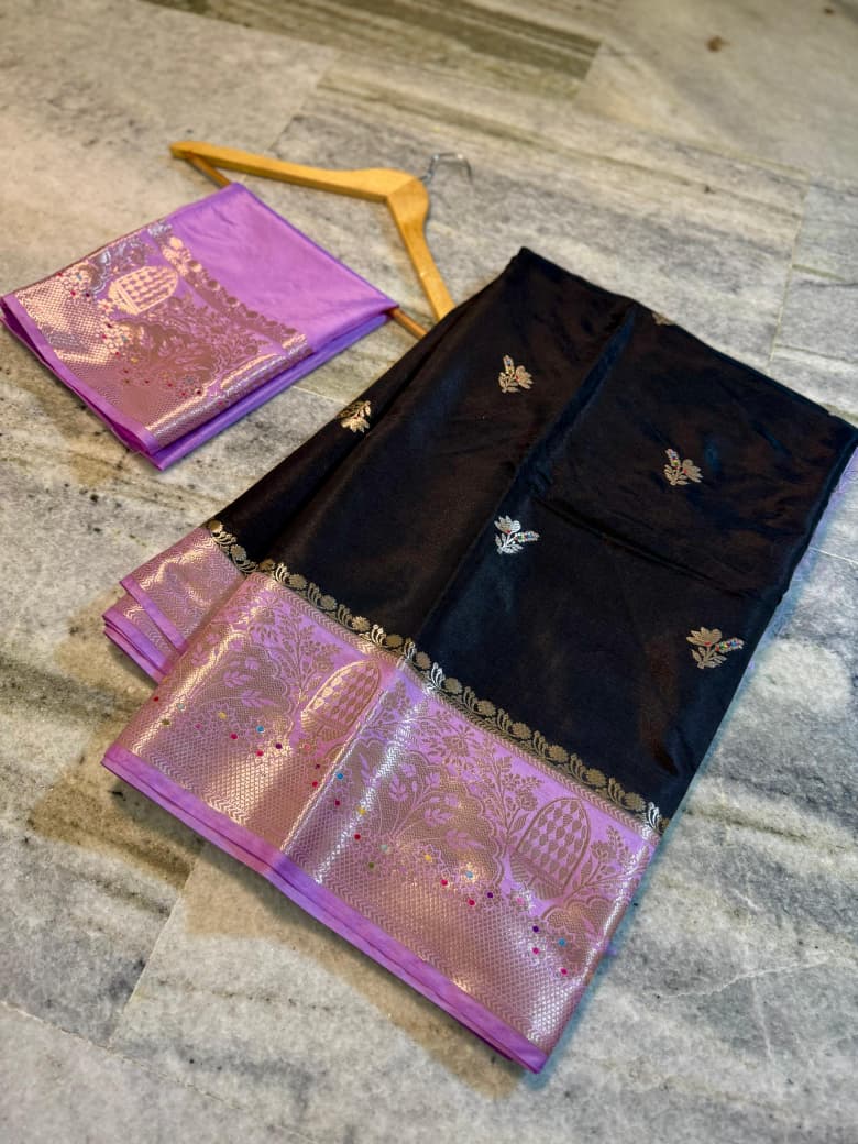 Flower 🌸 buti benaresi katan silk saree ✨