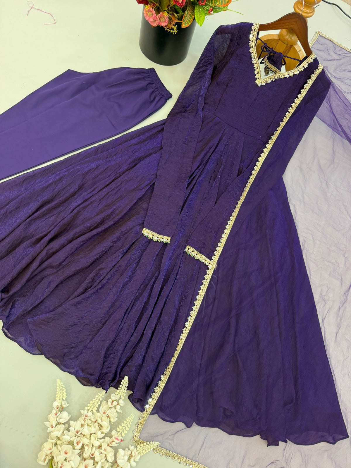 Crush mirror work anarkali suit ✨