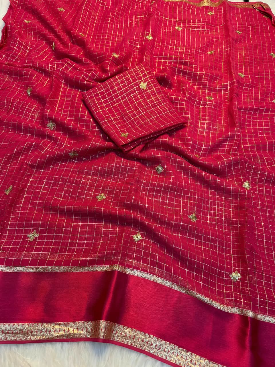 Viscose georgette sequence full worked saree
