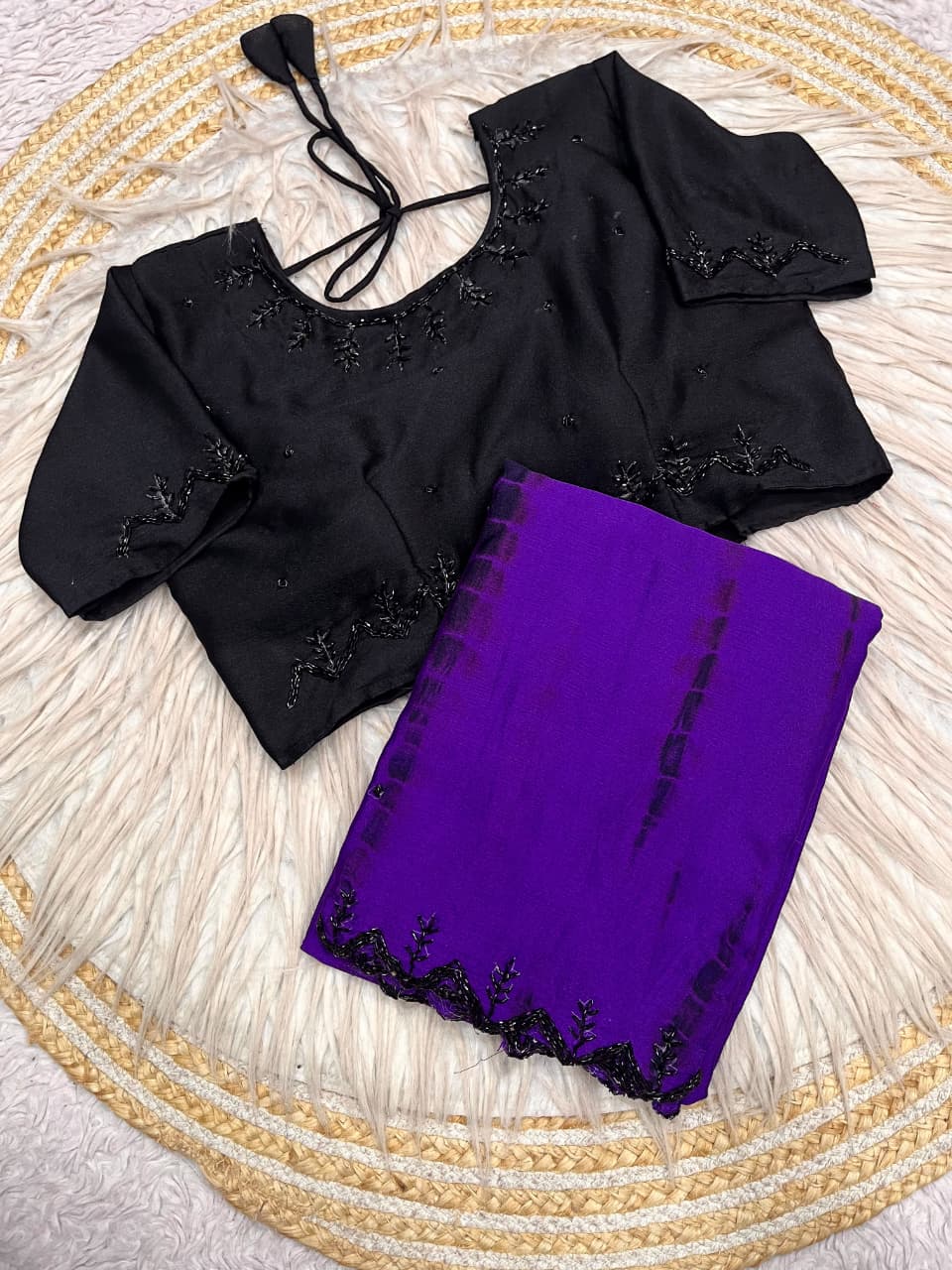 Dyeable chinnon saree✨