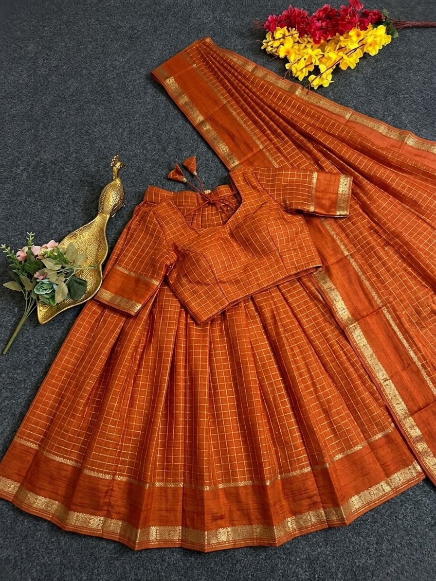 Pure viscose georgette checks lehenga