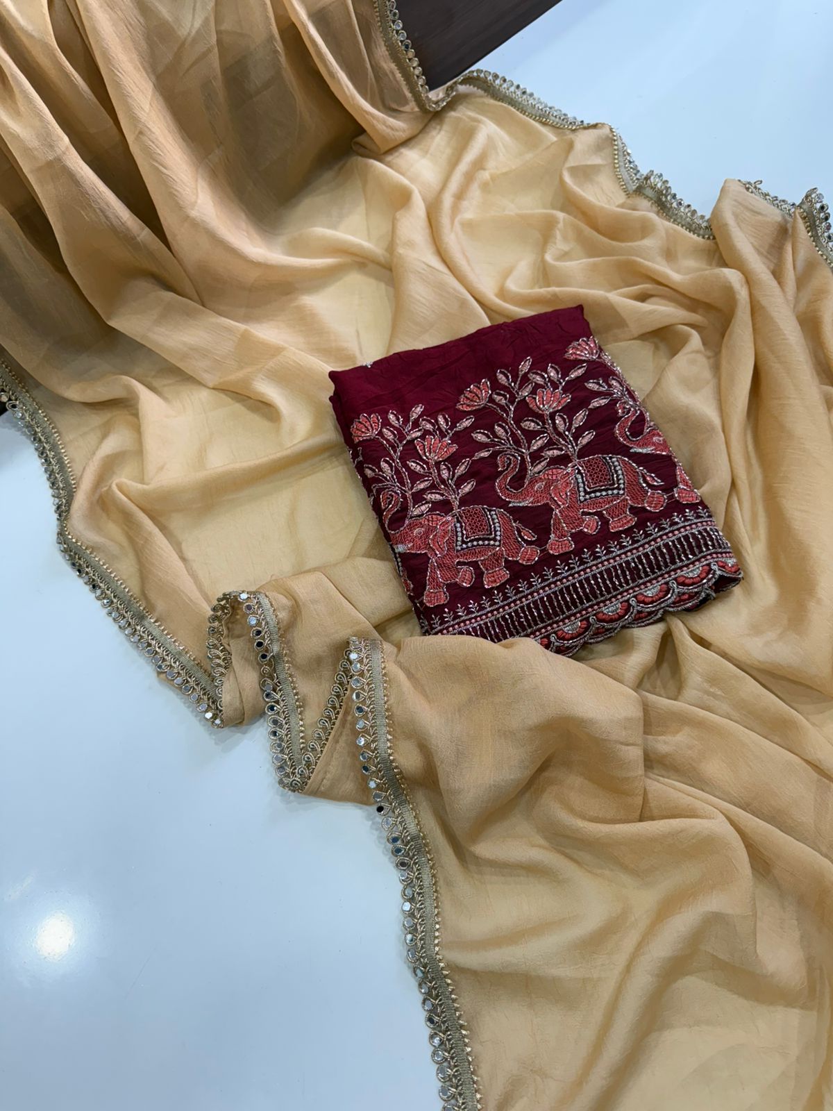 Rangoli crush saree