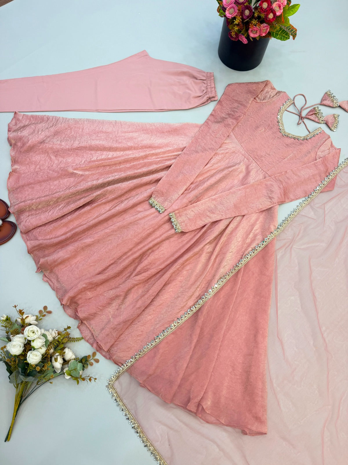 Crush mirror work anarkali suit ✨