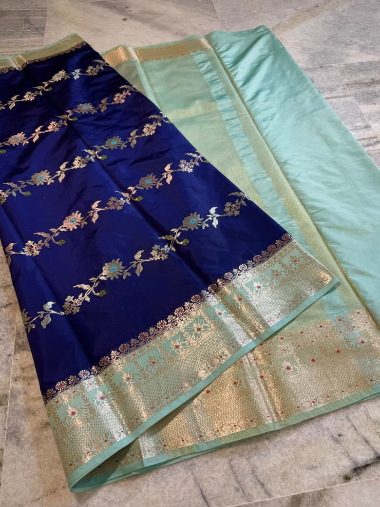 Lahariya design benaresi katan silk saree ✨