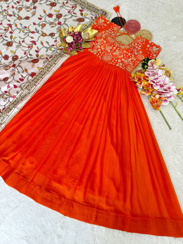 Heavy Maggam Work Gown with dupatta