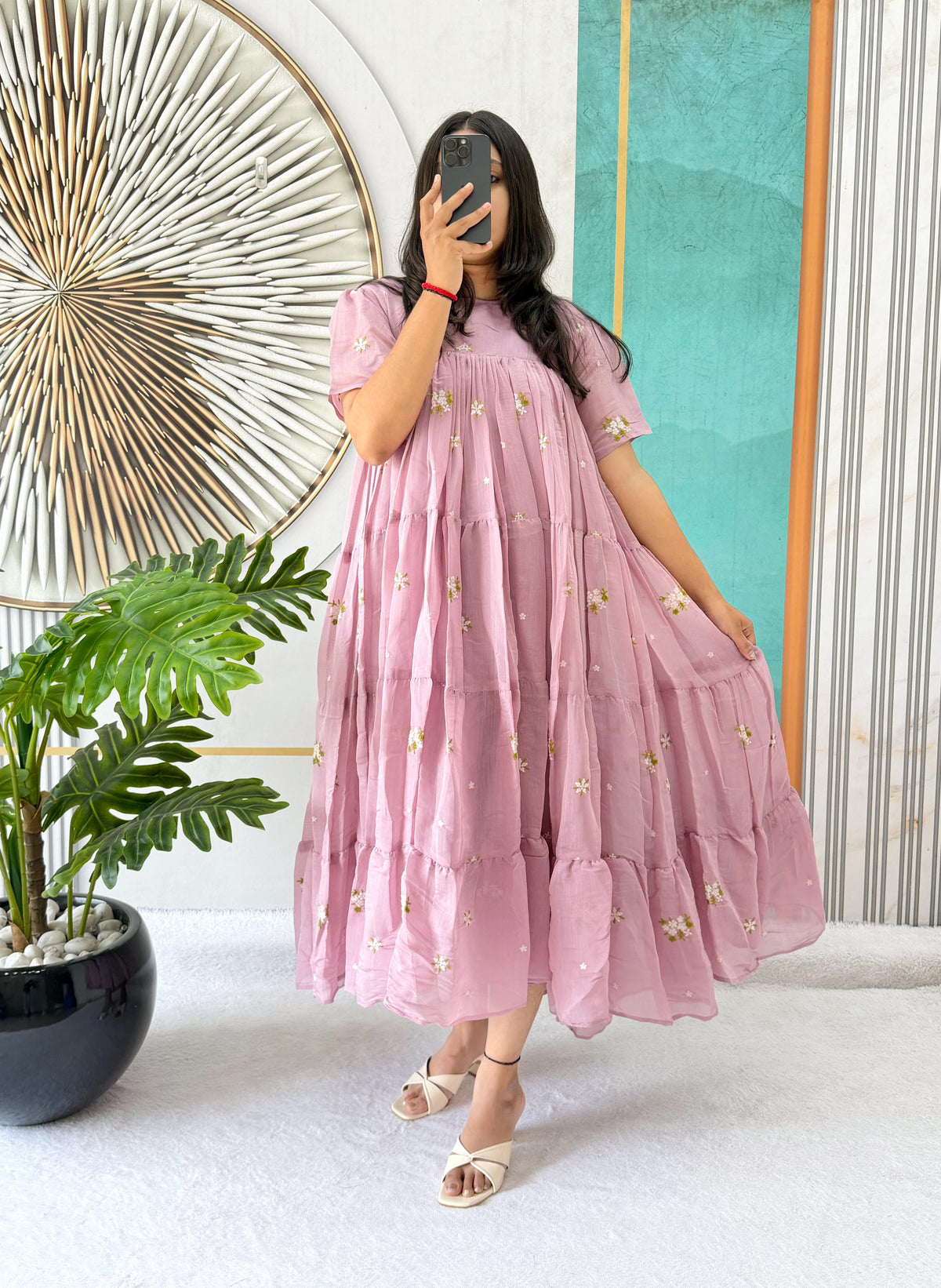 Mull cotton chenderi midi gown